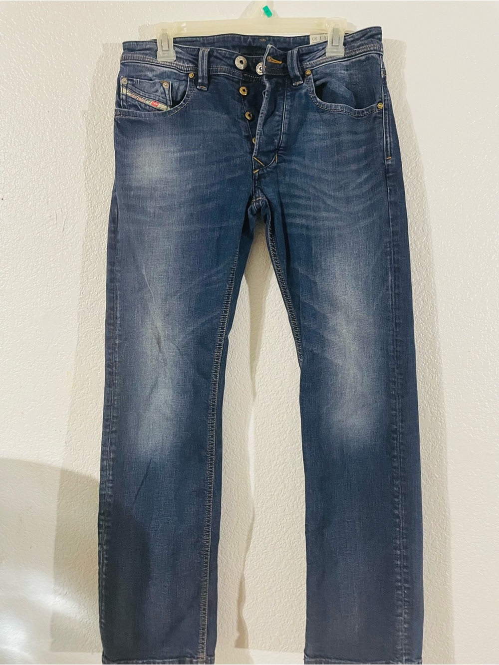 Diesel Men's Straight Dark Blue Washed Jeans